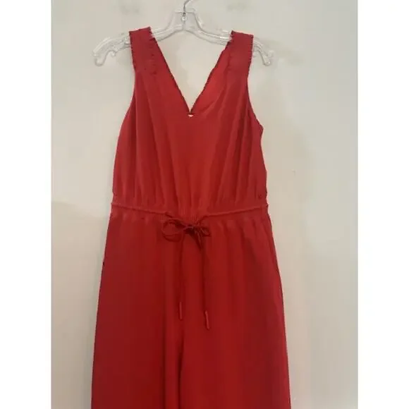 Athleta Savannah Jumpsuit Jumper Romper Tie Waist V Neck Wide Leg Size 2